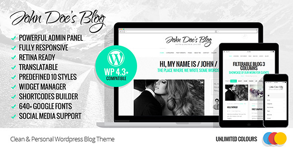John Doe's Blog - Clean WordPress Blog Theme