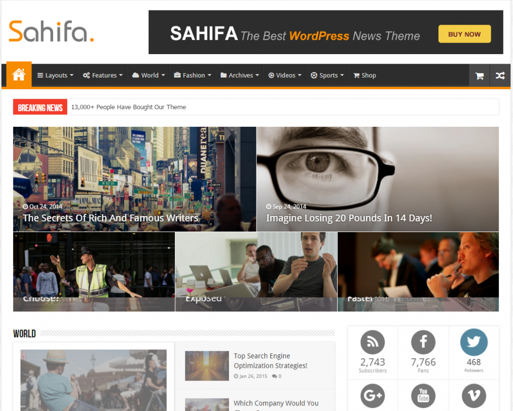 Sahifa - Responsive WordPress News Magazine Newspaper Theme